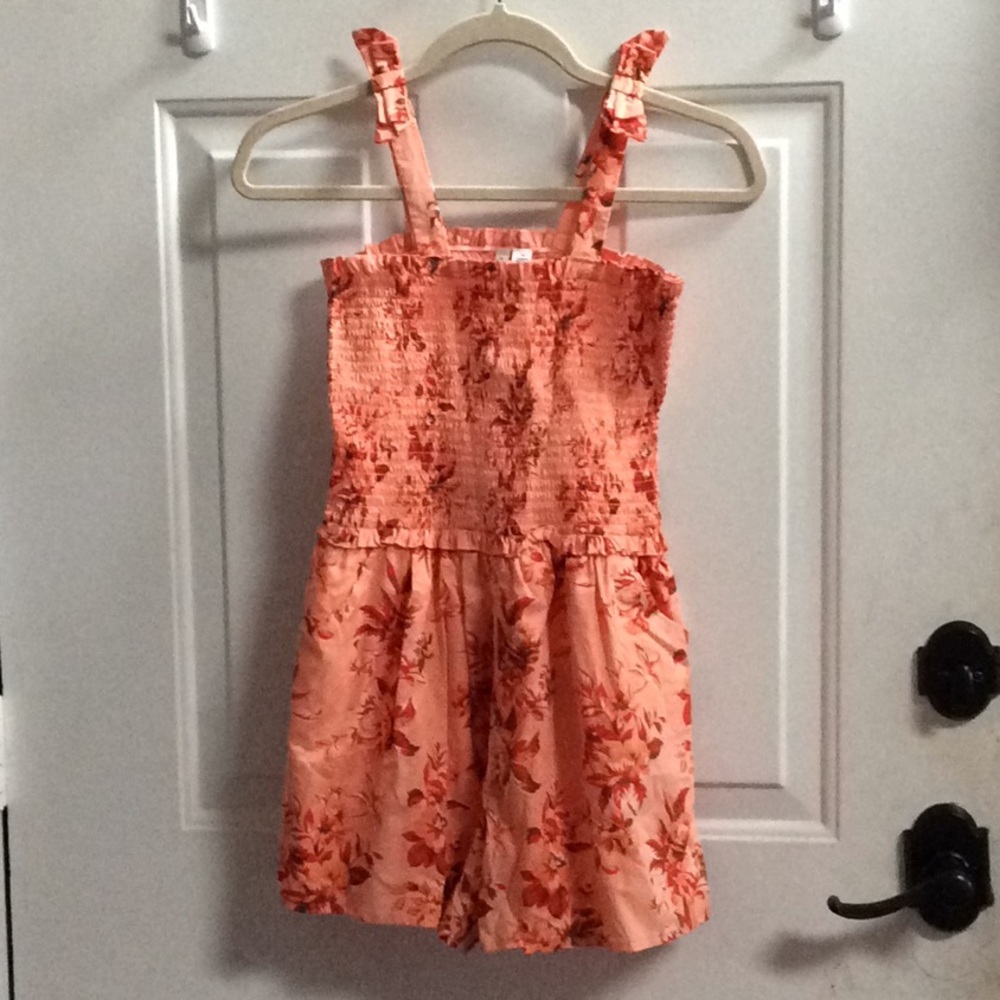 Janie & Jack girl Salmon Floral Smocked  Romper 16